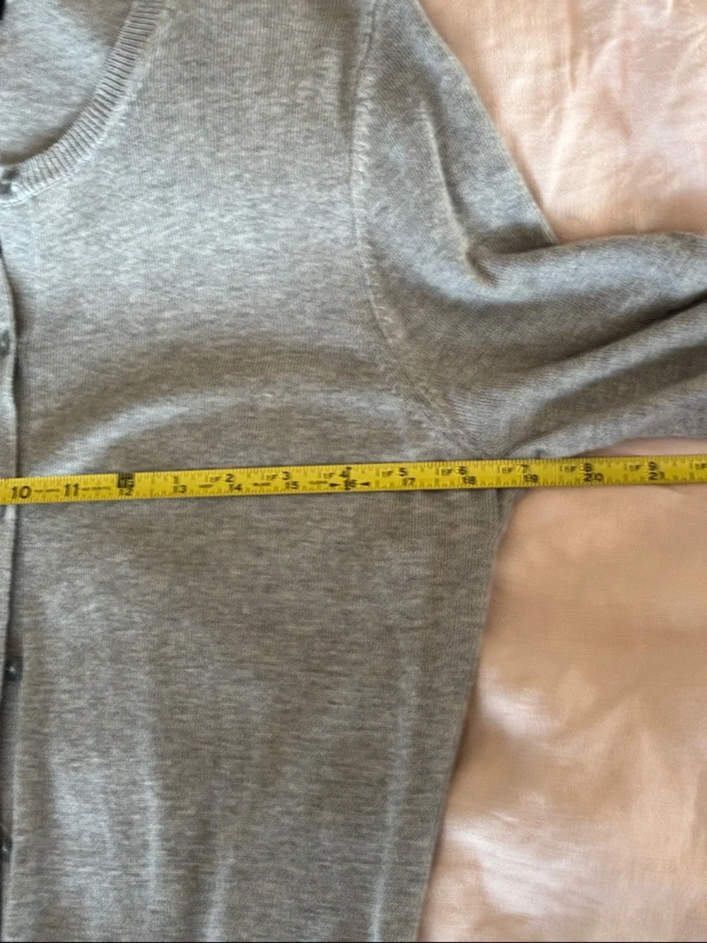 Ann Taylor Heather Light Gray Crewneck Button Cardigan Sweater Long Sleeve - Picture 7 of 8